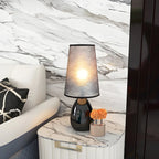 Elegant Black Fabric LED Touch Table Lamp for Bedroom