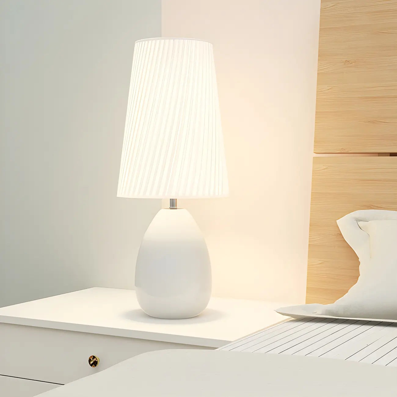 Elegant Black Fabric LED Touch Table Lamp for Bedroom