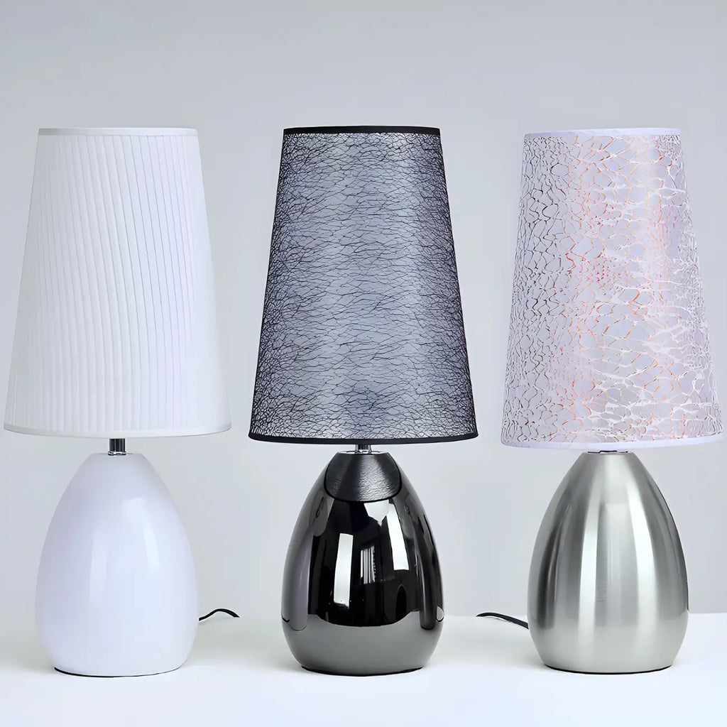 Elegant Black Fabric LED Touch Table Lamp for Bedroom