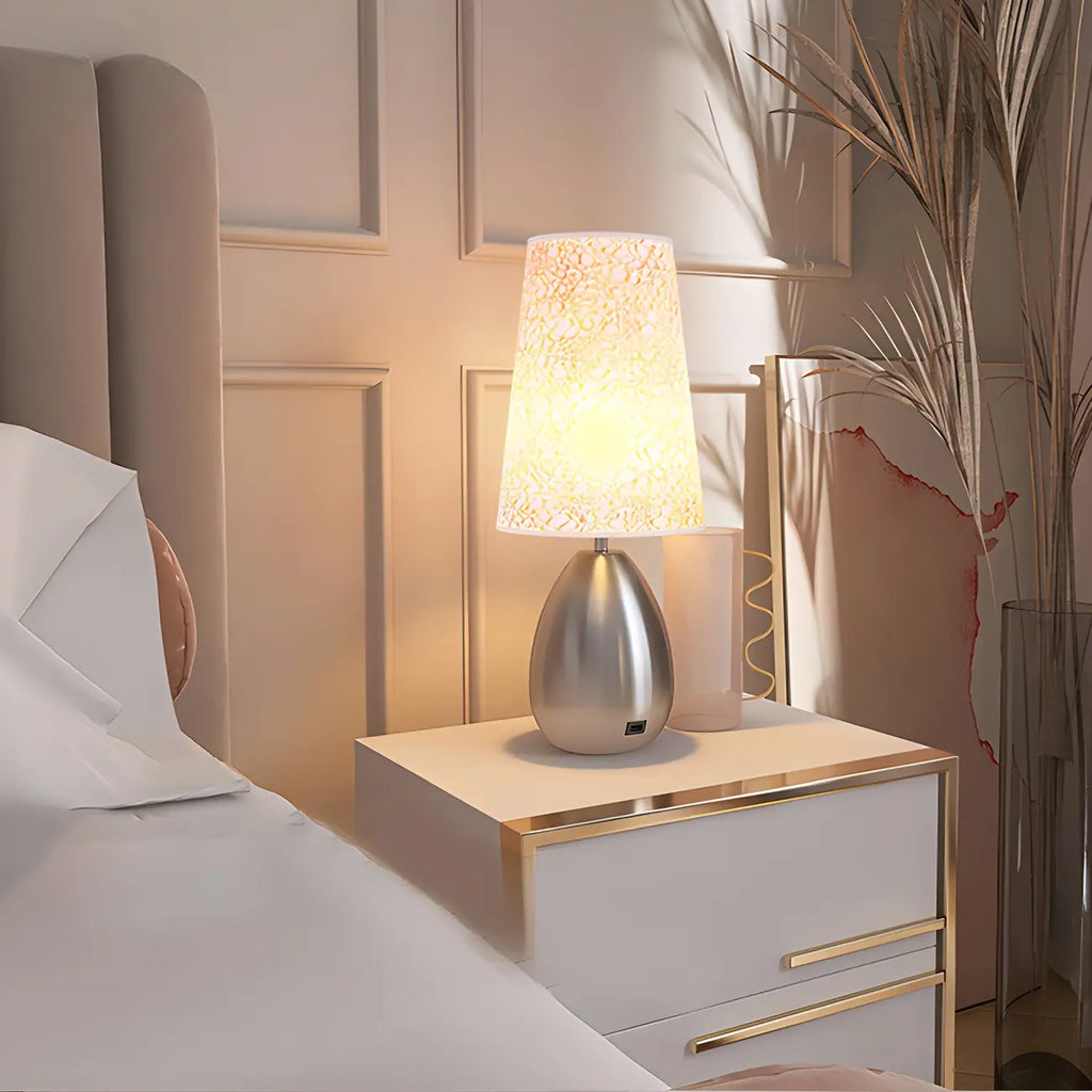 Elegant Black Fabric LED Touch Table Lamp for Bedroom