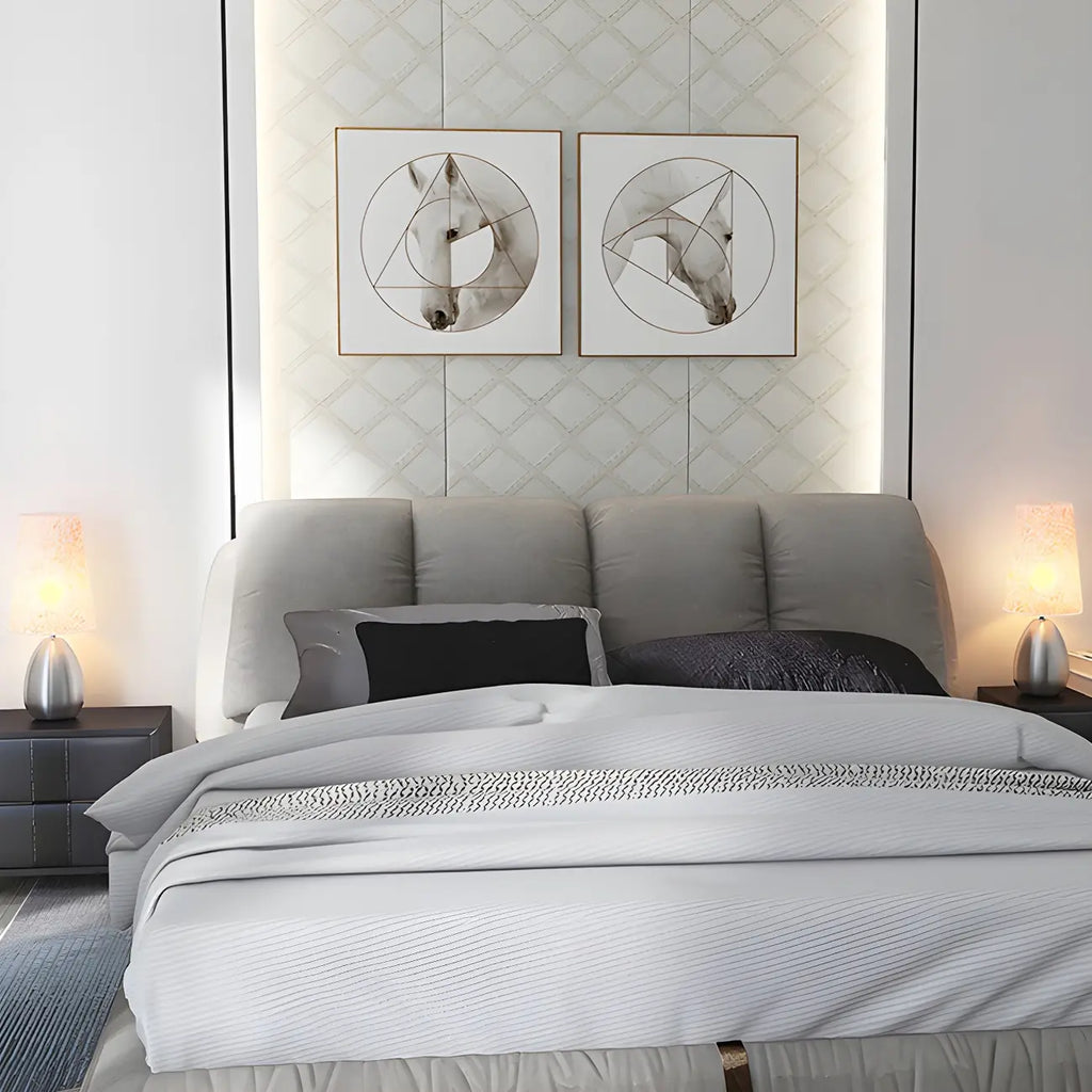 Elegant Black Fabric LED Touch Table Lamp for Bedroom
