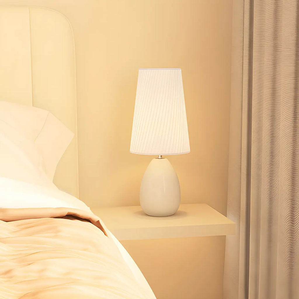Elegant Black Fabric LED Touch Table Lamp for Bedroom