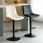 Adjustable Swivel Leather Bucket Bar Stools With Backs For Home Bar