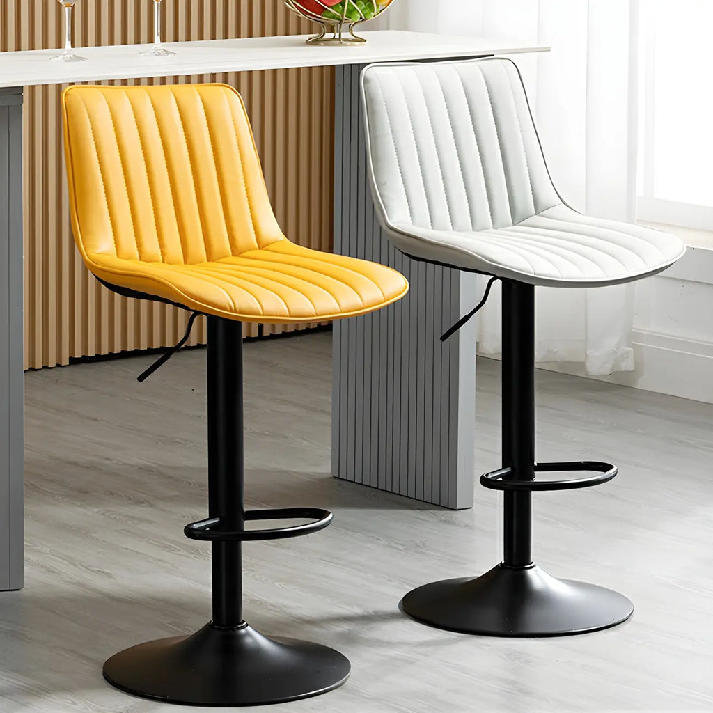 Adjustable Swivel Leather Bucket Bar Stools With Backs For Home Bar