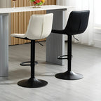 Adjustable Swivel Leather Bucket Bar Stools With Backs For Home Bar