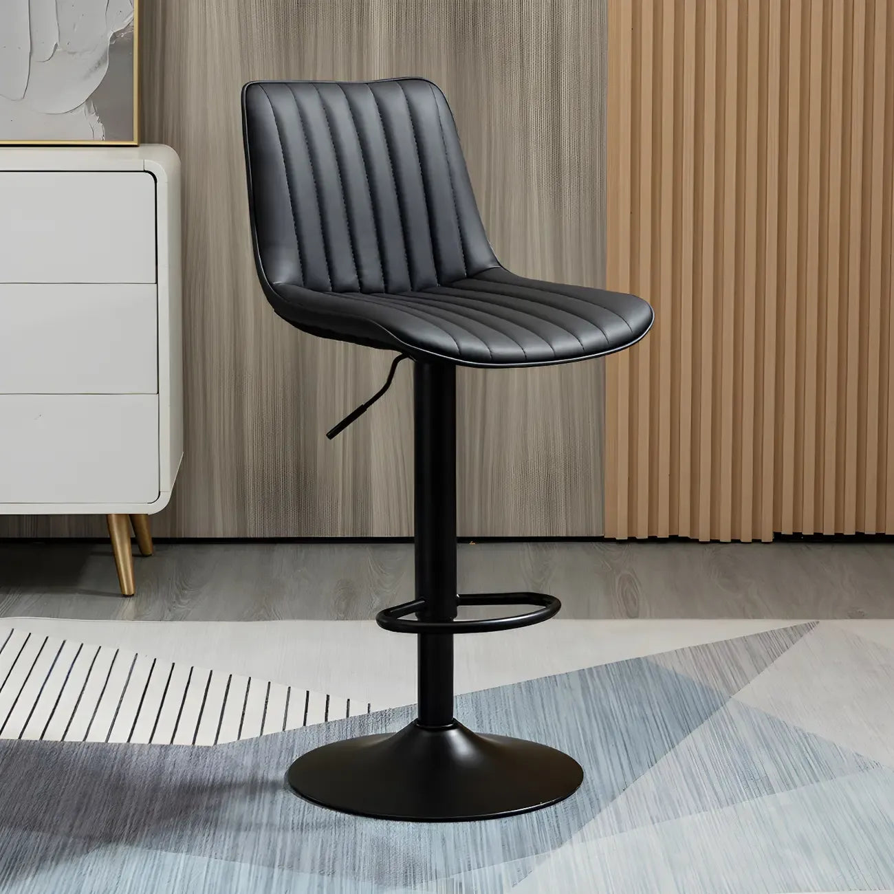 Adjustable Swivel Leather Bucket Bar Stools With Backs For Home Bar
