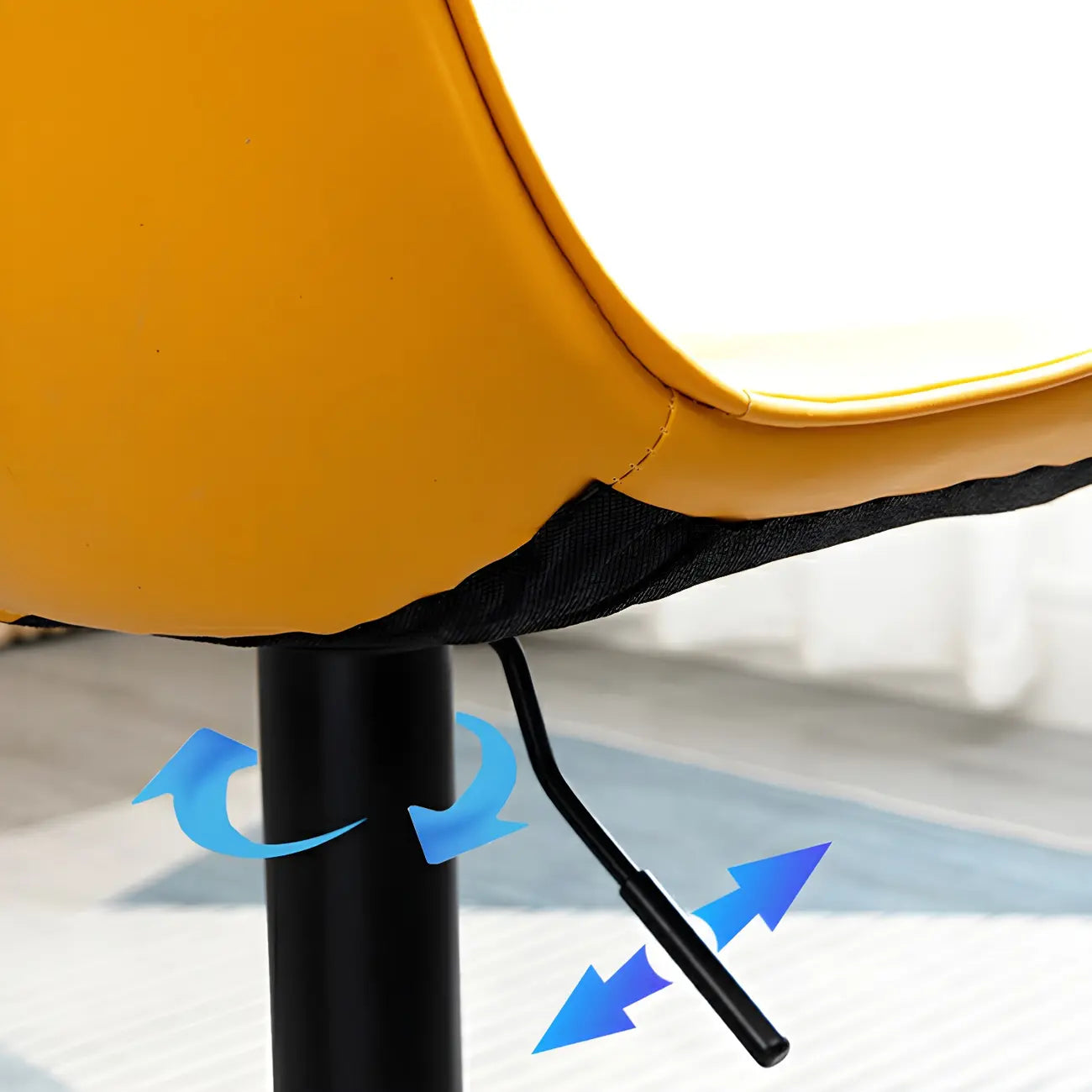 Adjustable Swivel Leather Bucket Bar Stools With Backs For Home Bar