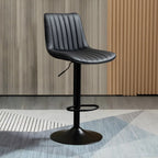 Adjustable Swivel Leather Bucket Bar Stools With Backs For Home Bar