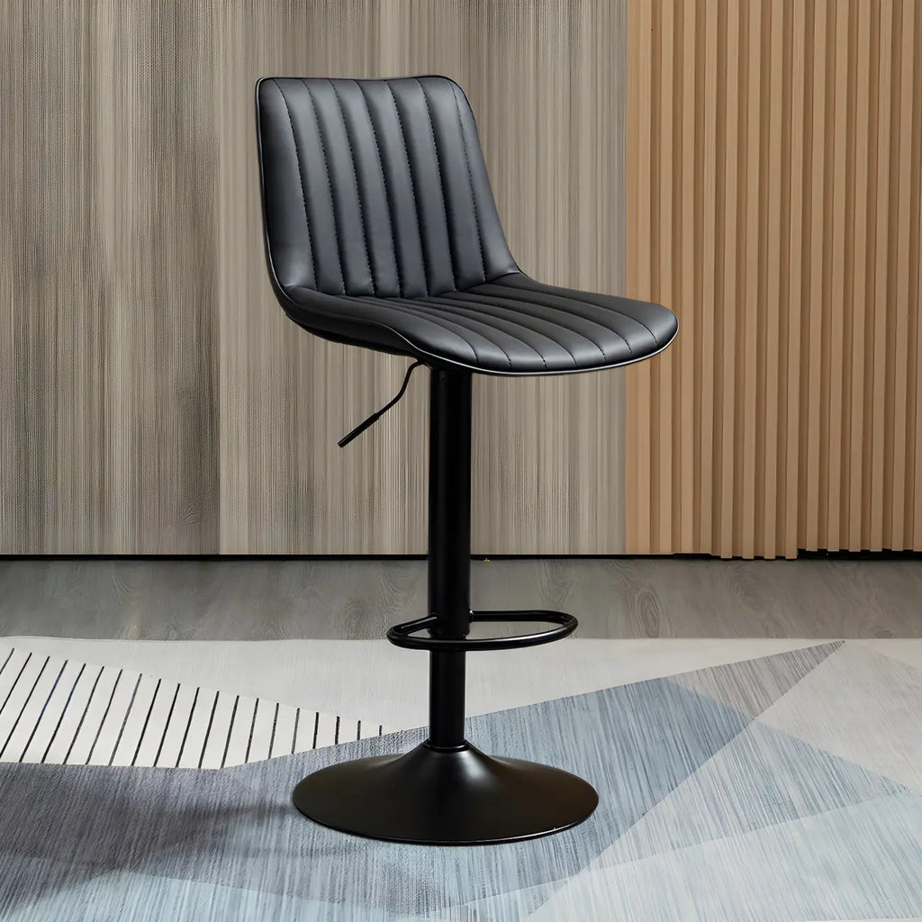 Adjustable Swivel Leather Bucket Bar Stools With Backs For Home Bar