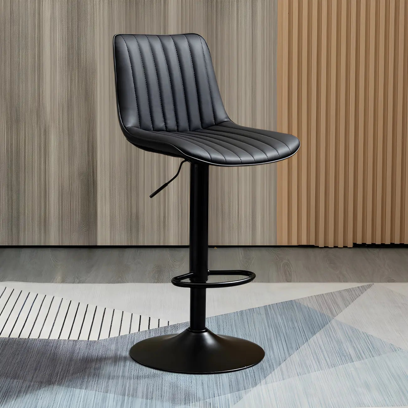 Adjustable Swivel Leather Bucket Bar Stools With Backs For Home Bar