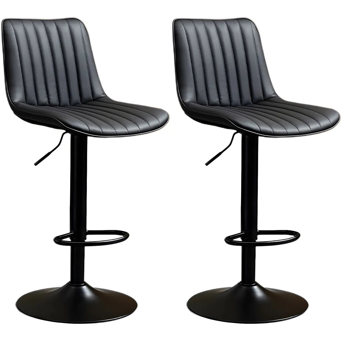 Adjustable Swivel Leather Bucket Bar Stools With Backs For Home Bar