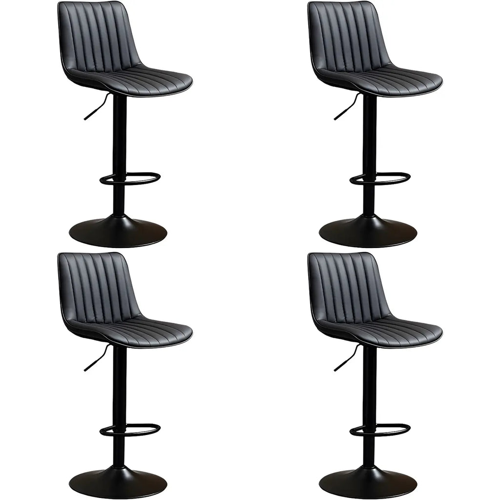 Adjustable Swivel Leather Bucket Bar Stools With Backs For Home Bar
