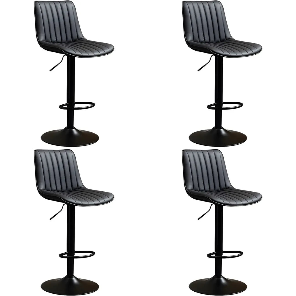 Adjustable Swivel Leather Bucket Bar Stools With Backs For Home Bar