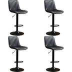 Adjustable Swivel Leather Bucket Bar Stools With Backs For Home Bar