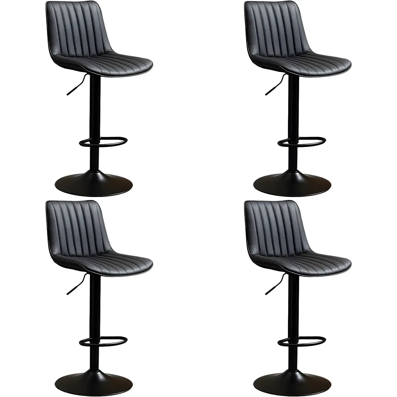 Adjustable Swivel Leather Bucket Bar Stools With Backs For Home Bar
