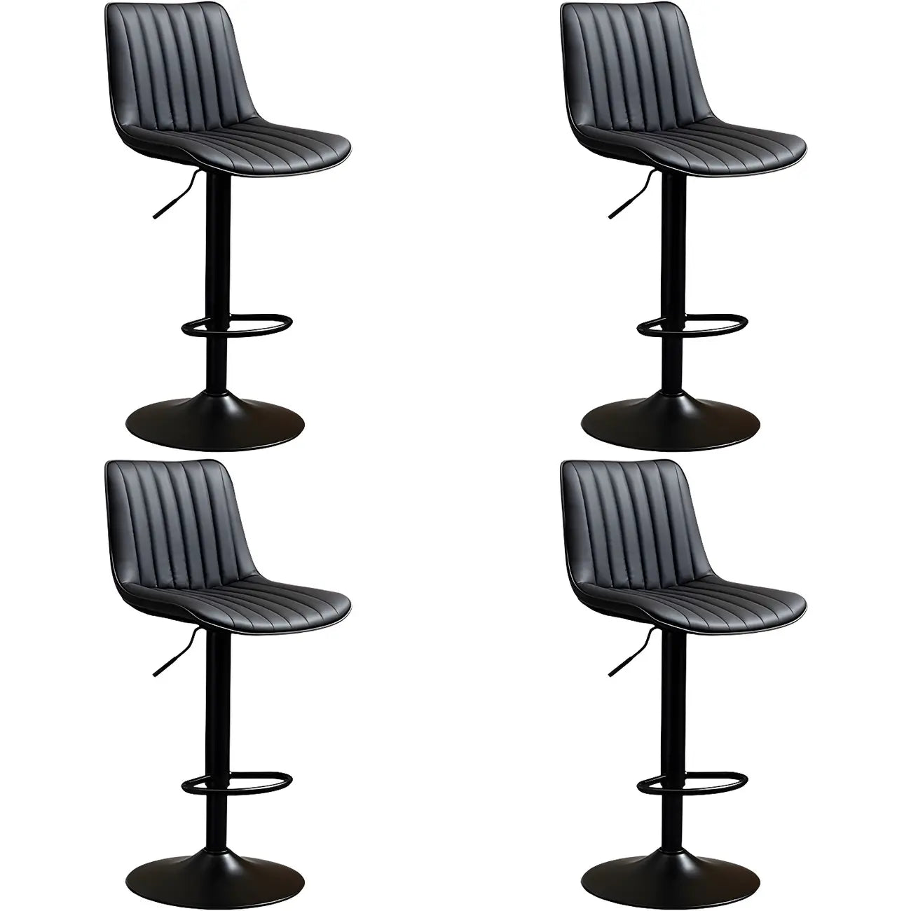 Adjustable Swivel Leather Bucket Bar Stools With Backs For Home Bar