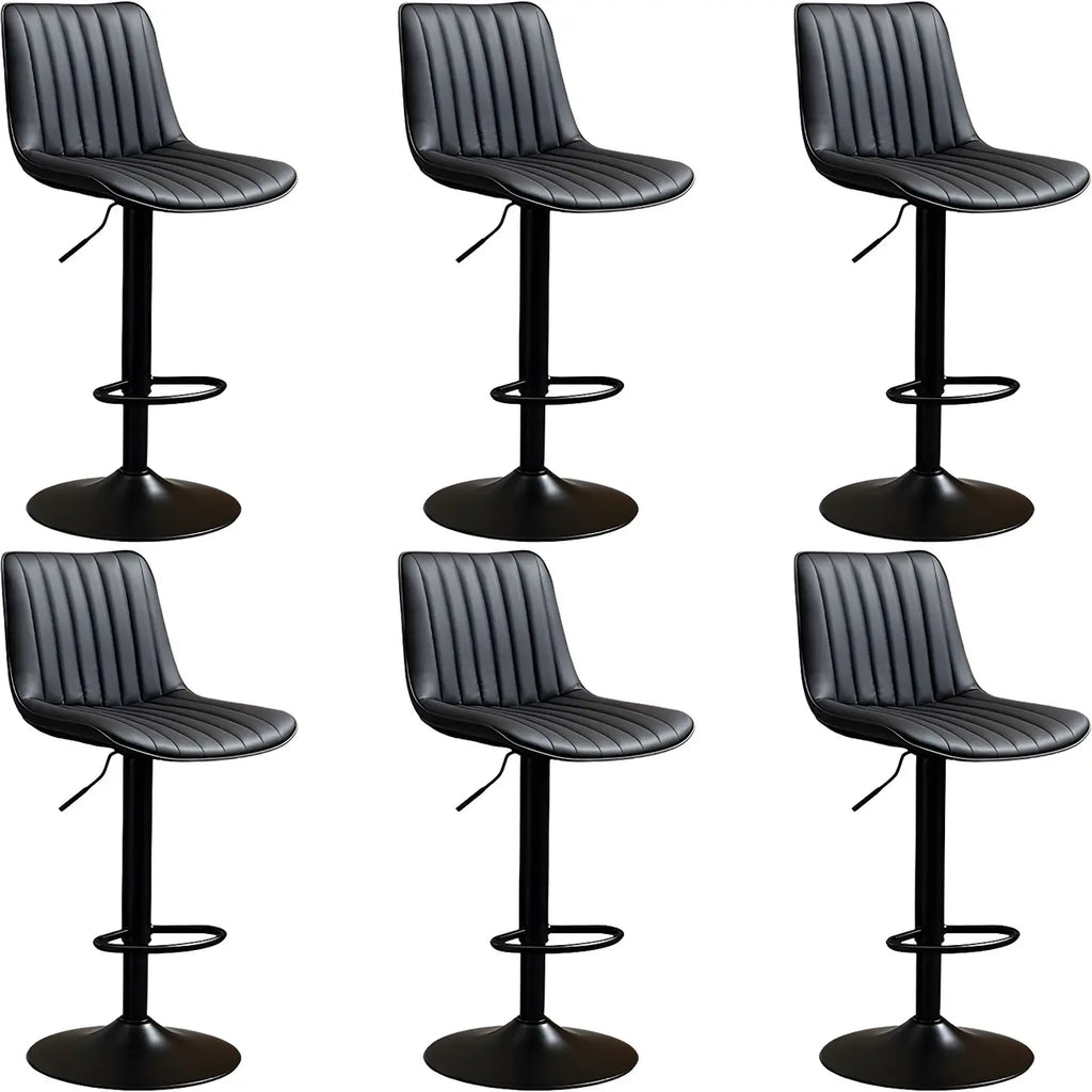 Adjustable Swivel Leather Bucket Bar Stools With Backs For Home Bar
