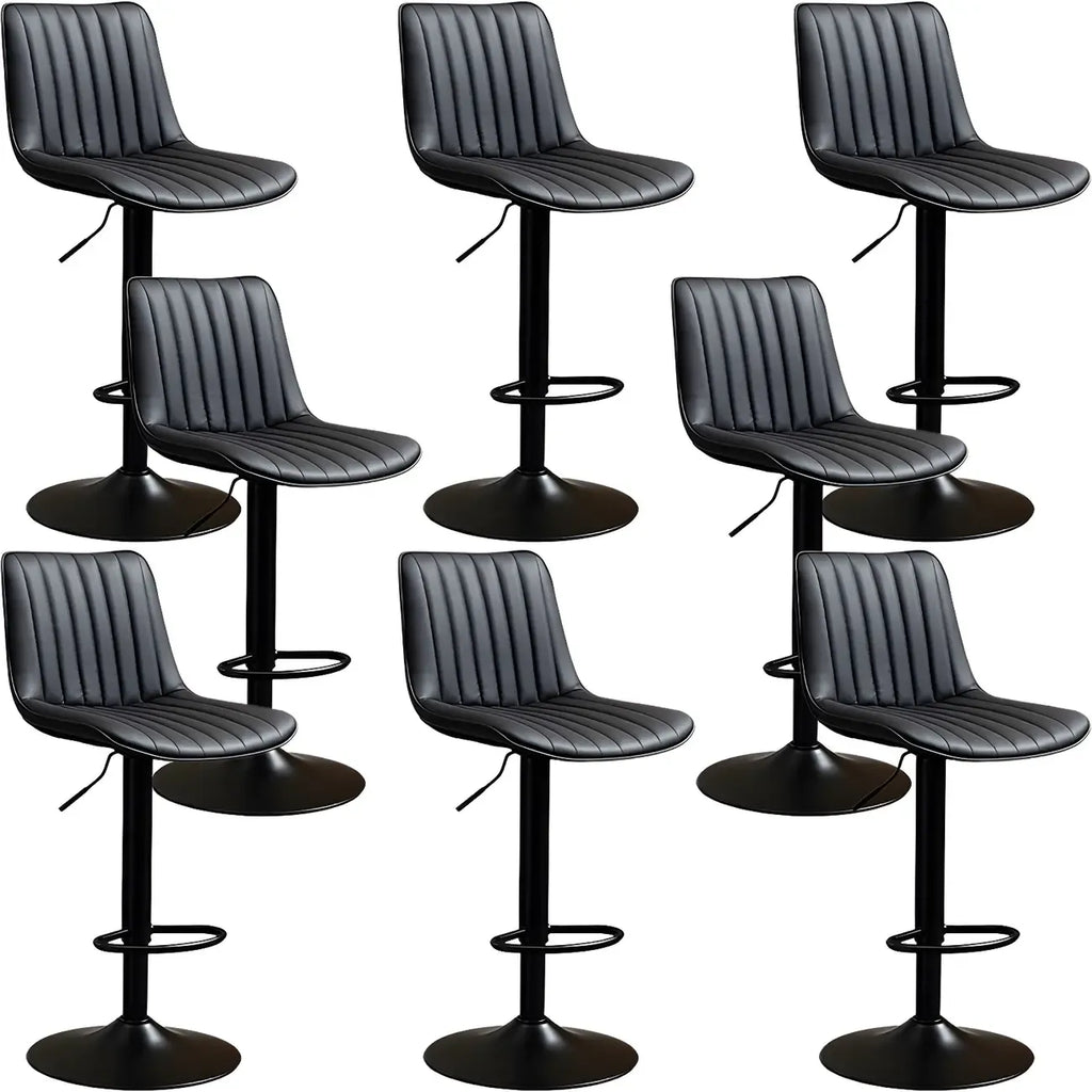 Adjustable Swivel Leather Bucket Bar Stools With Backs For Home Bar