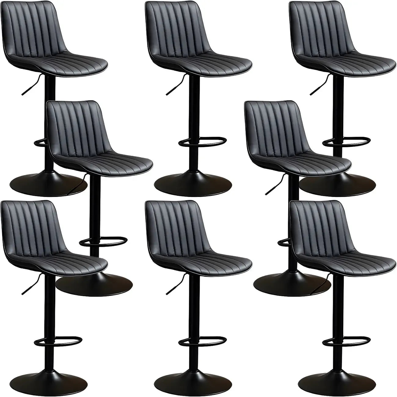 Adjustable Swivel Leather Bucket Bar Stools With Backs For Home Bar