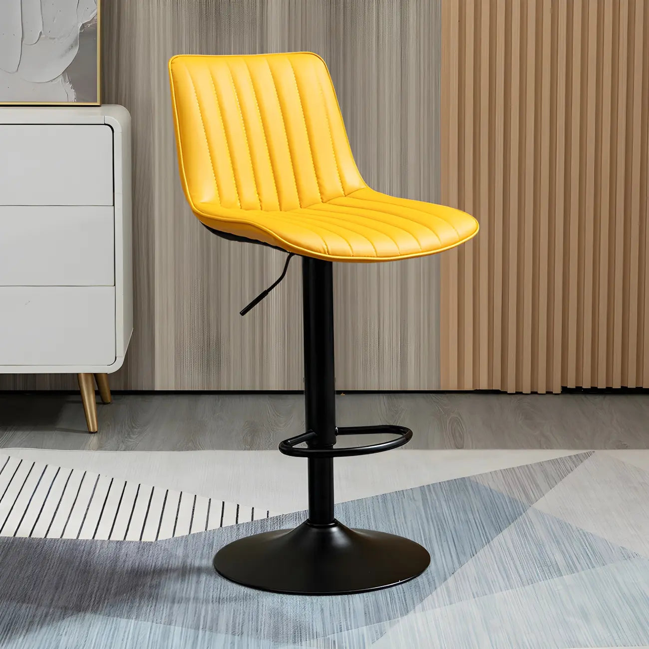Adjustable Swivel Leather Bucket Bar Stools With Backs For Home Bar