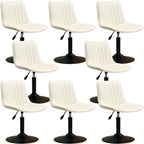 Adjustable Swivel Leather Bucket Bar Stools With Backs For Home Bar