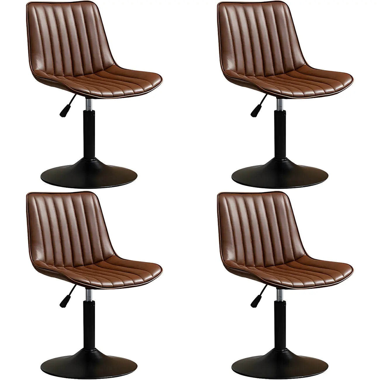 Adjustable Swivel Leather Bucket Bar Stools With Backs For Home Bar