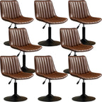 Adjustable Swivel Leather Bucket Bar Stools With Backs For Home Bar