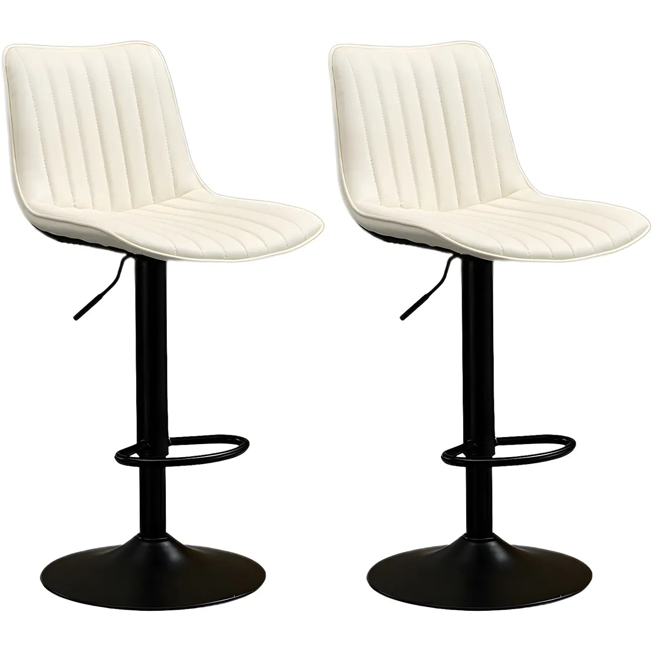 Adjustable Swivel Leather Bucket Bar Stools With Backs For Home Bar