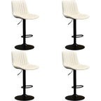 Adjustable Swivel Leather Bucket Bar Stools With Backs For Home Bar