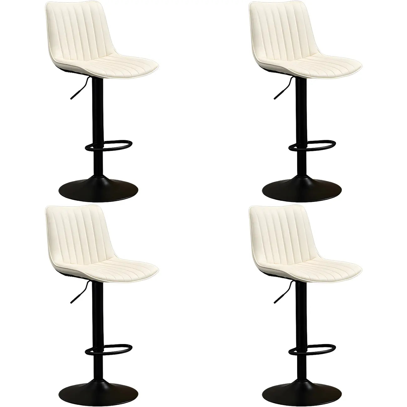 Adjustable Swivel Leather Bucket Bar Stools With Backs For Home Bar