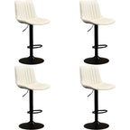 Adjustable Swivel Leather Bucket Bar Stools With Backs For Home Bar