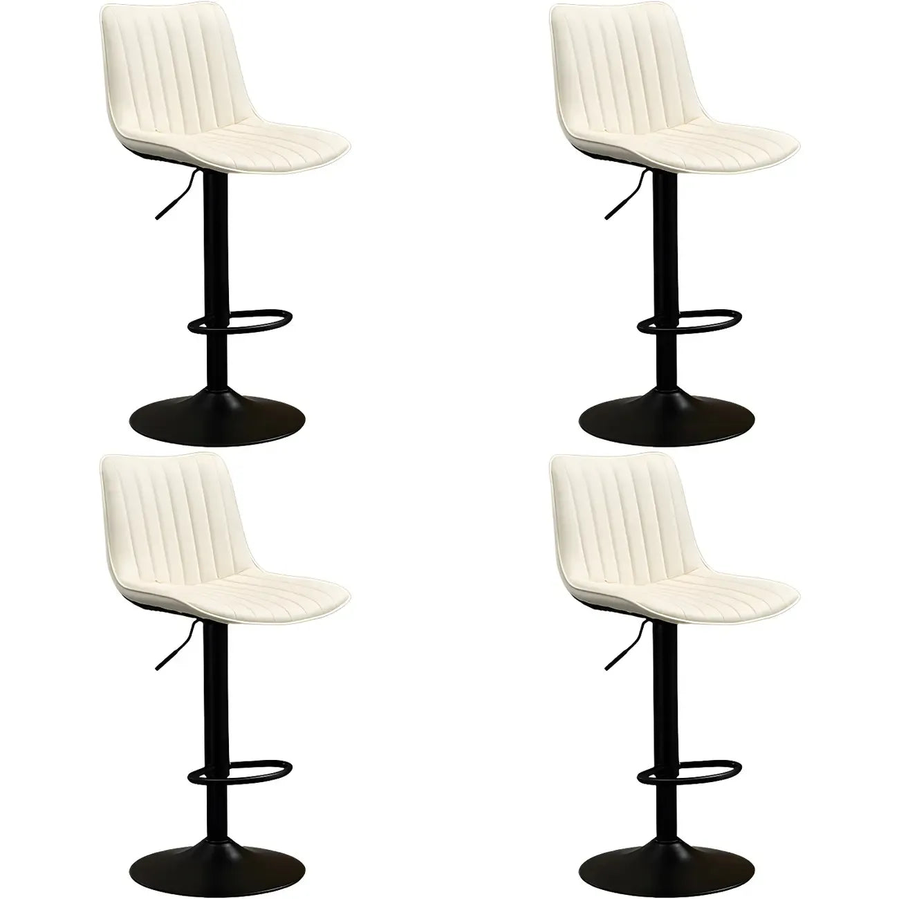 Adjustable Swivel Leather Bucket Bar Stools With Backs For Home Bar