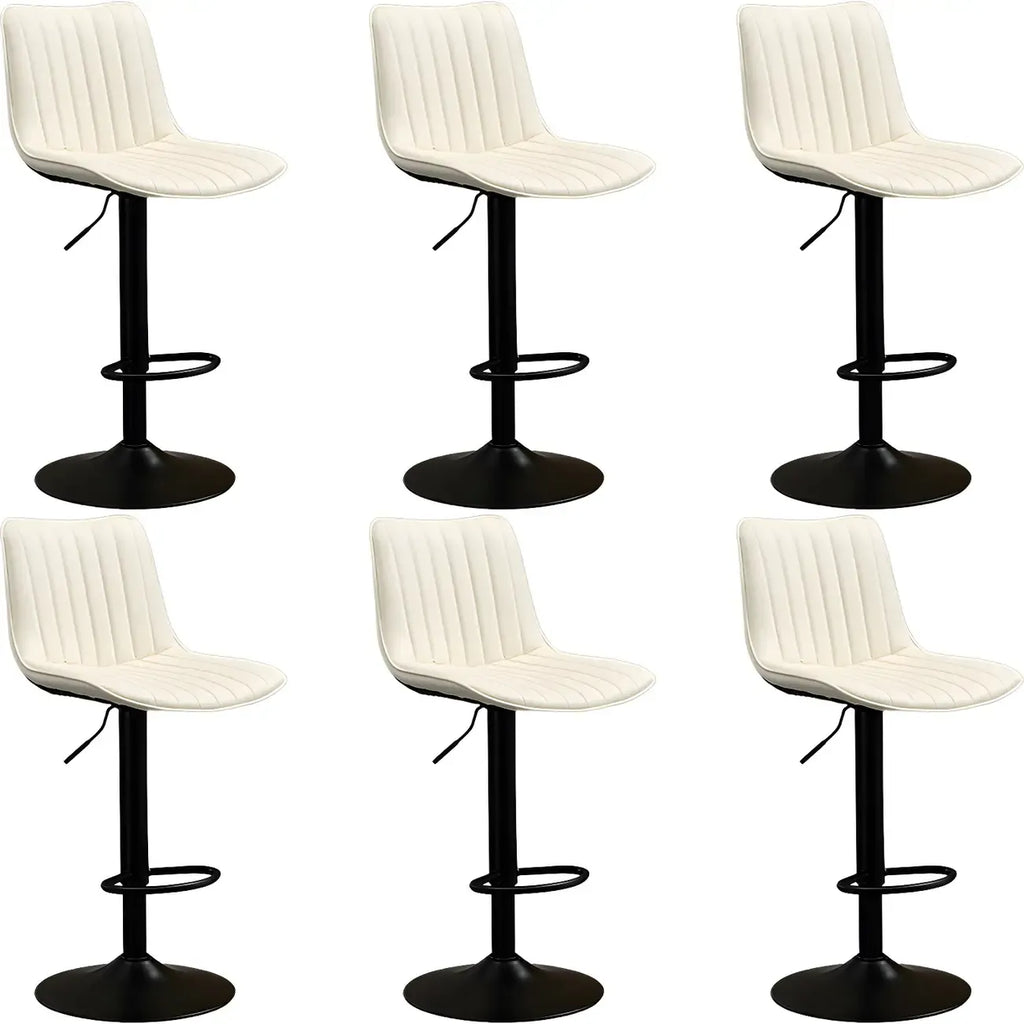 Adjustable Swivel Leather Bucket Bar Stools With Backs For Home Bar