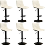 Adjustable Swivel Leather Bucket Bar Stools With Backs For Home Bar