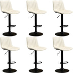 Adjustable Swivel Leather Bucket Bar Stools With Backs For Home Bar