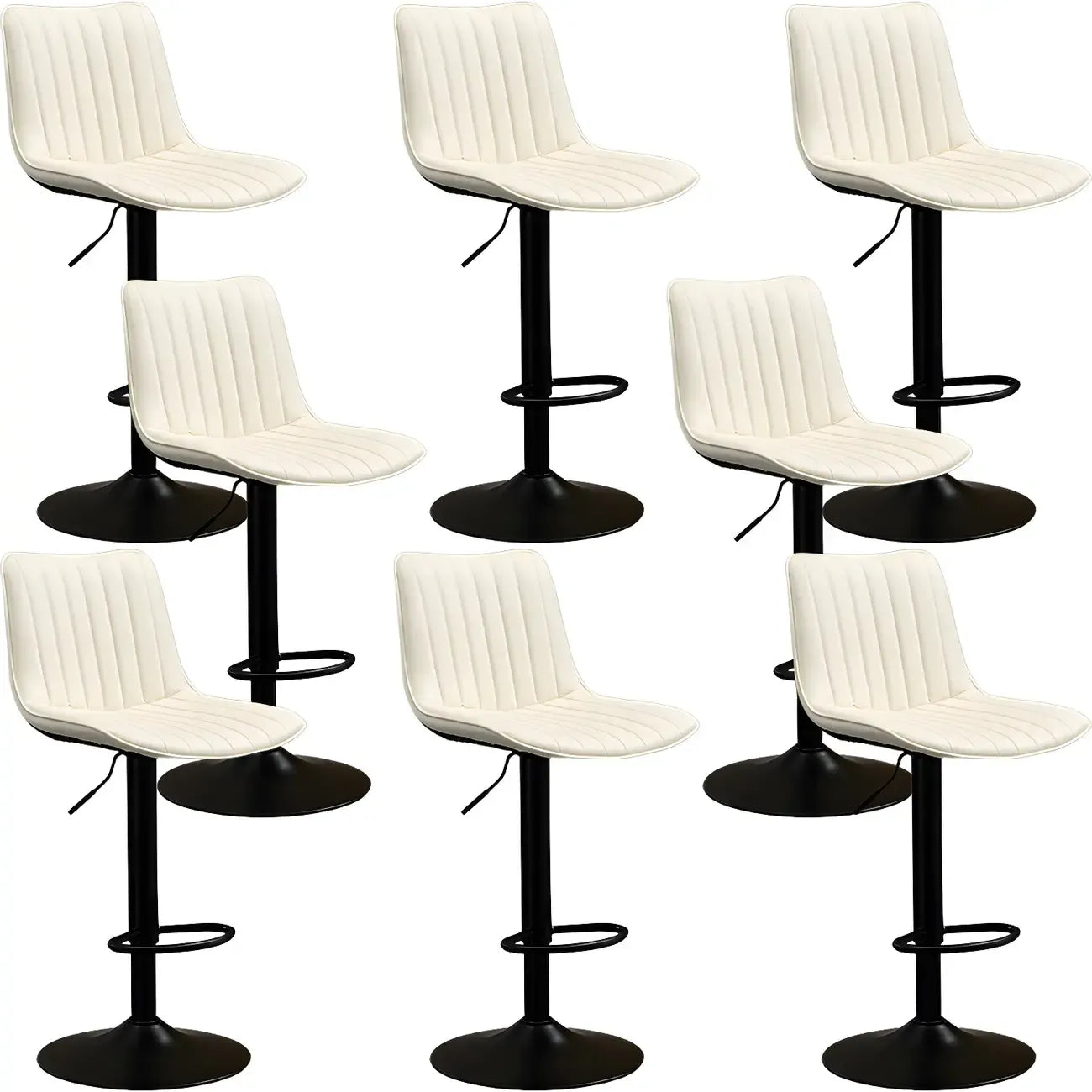 Adjustable Swivel Leather Bucket Bar Stools With Backs For Home Bar