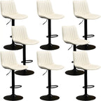 Adjustable Swivel Leather Bucket Bar Stools With Backs For Home Bar