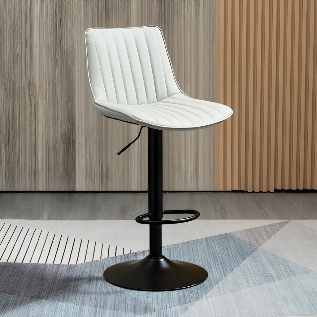 Adjustable Swivel Leather Bucket Bar Stools With Backs For Home Bar