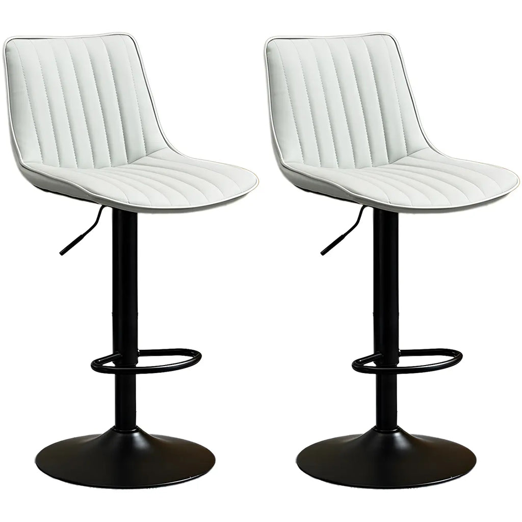 Adjustable Swivel Leather Bucket Bar Stools With Backs For Home Bar