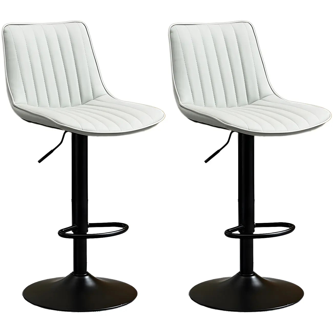 Adjustable Swivel Leather Bucket Bar Stools With Backs For Home Bar