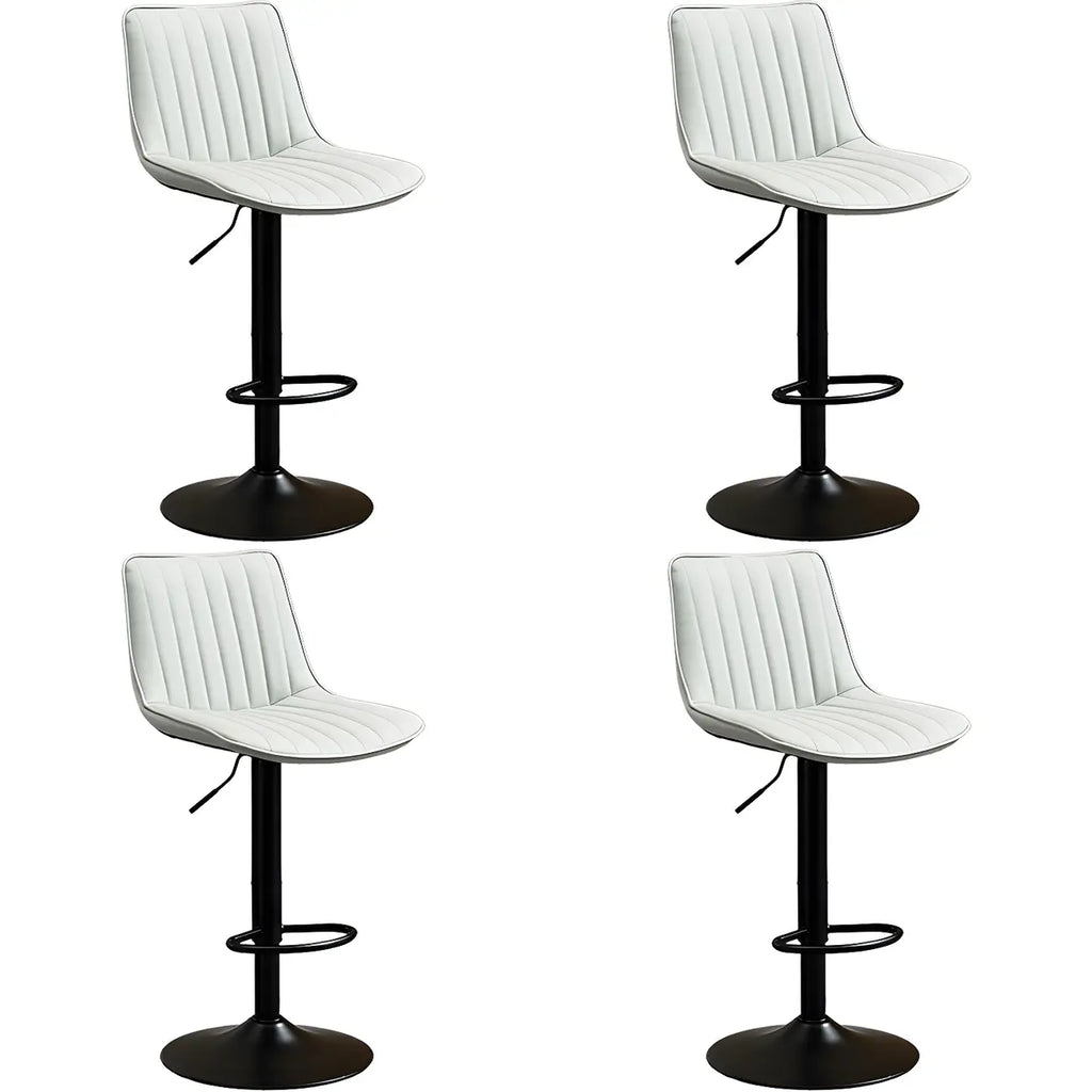 Adjustable Swivel Leather Bucket Bar Stools With Backs For Home Bar