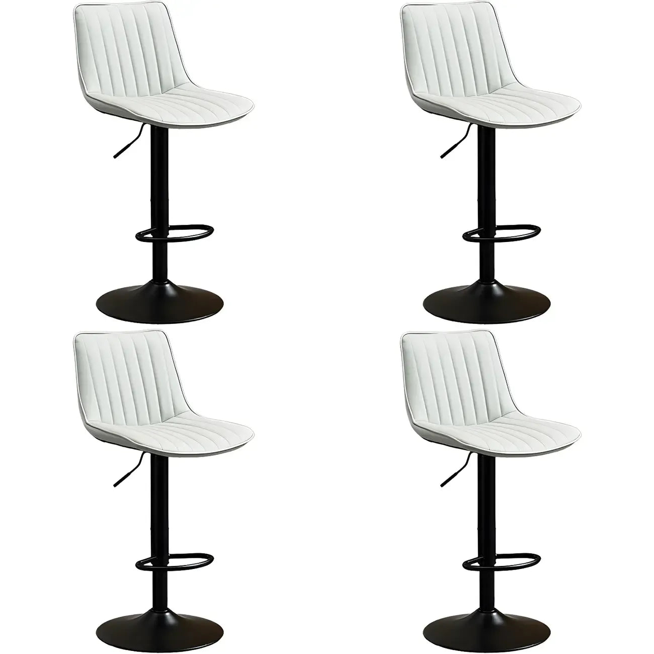 Adjustable Swivel Leather Bucket Bar Stools With Backs For Home Bar