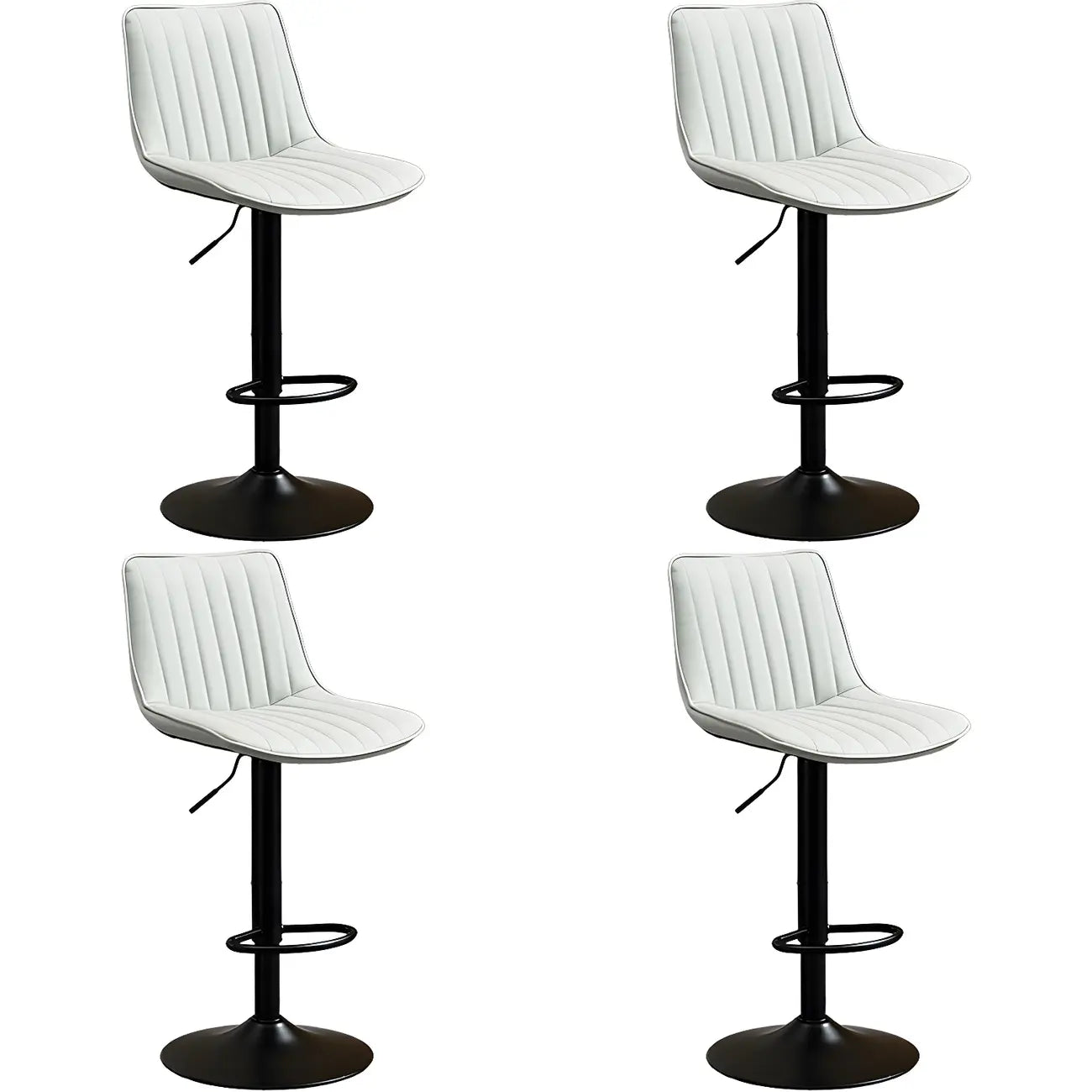 Adjustable Swivel Leather Bucket Bar Stools With Backs For Home Bar