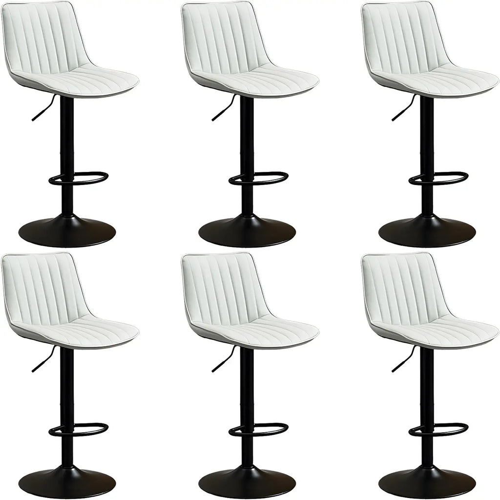 Adjustable Swivel Leather Bucket Bar Stools With Backs For Home Bar
