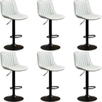 Adjustable Swivel Leather Bucket Bar Stools With Backs For Home Bar