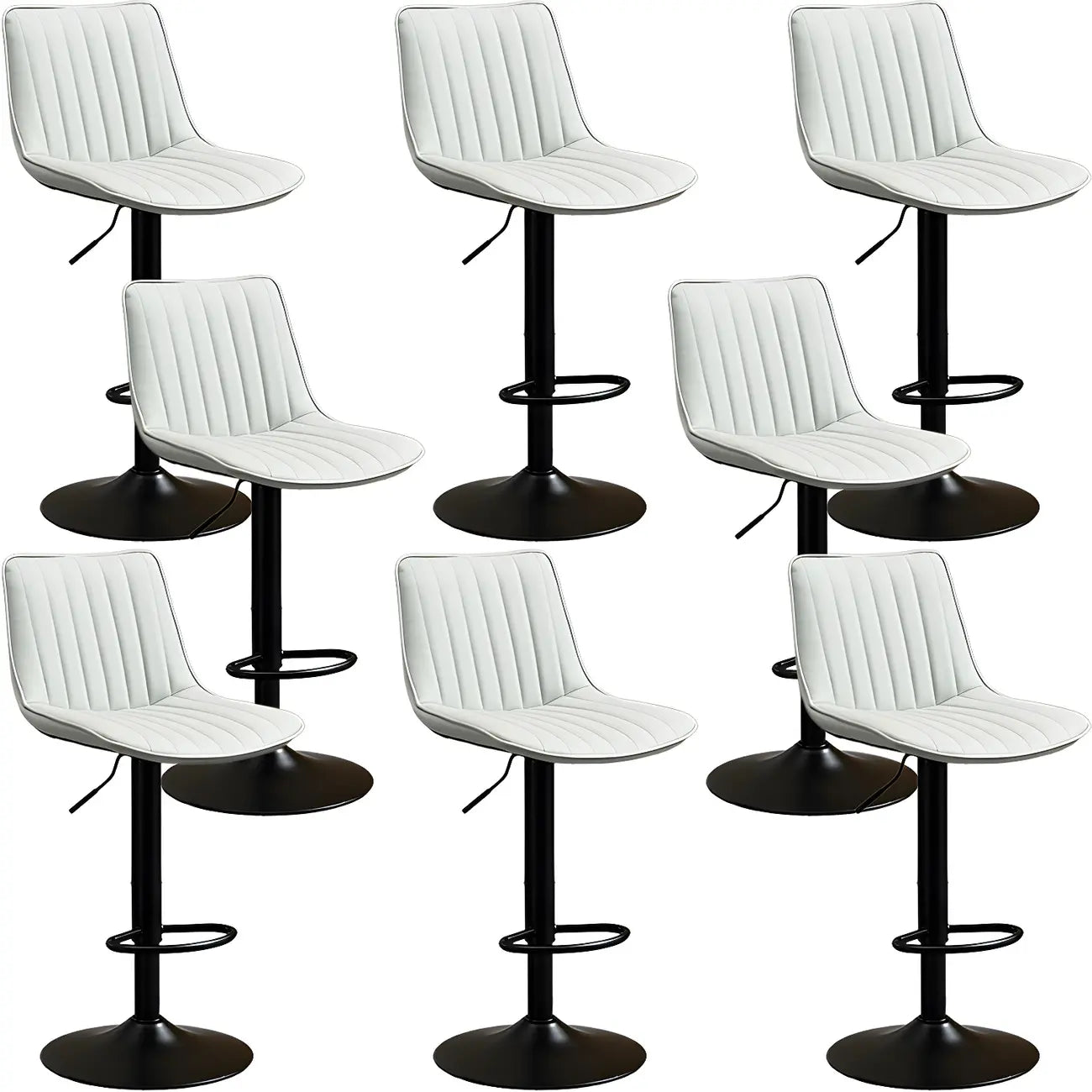 Adjustable Swivel Leather Bucket Bar Stools With Backs For Home Bar