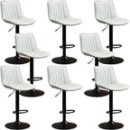 Adjustable Swivel Leather Bucket Bar Stools With Backs For Home Bar