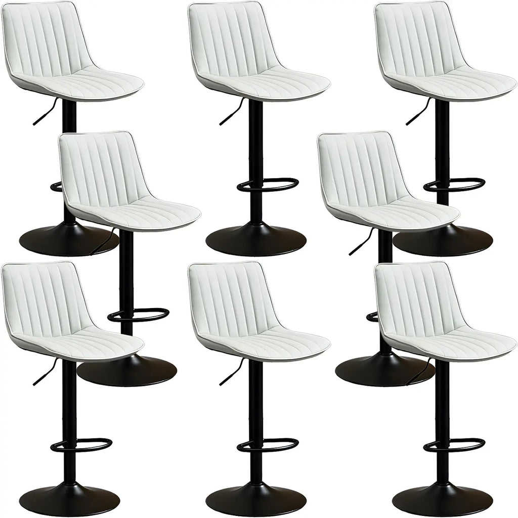 Adjustable Swivel Leather Bucket Bar Stools With Backs For Home Bar