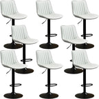 Adjustable Swivel Leather Bucket Bar Stools With Backs For Home Bar