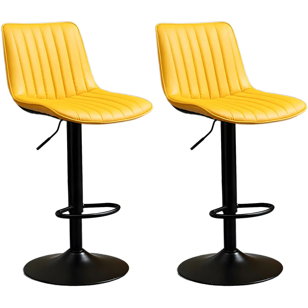 Adjustable Swivel Leather Bucket Bar Stools With Backs For Home Bar